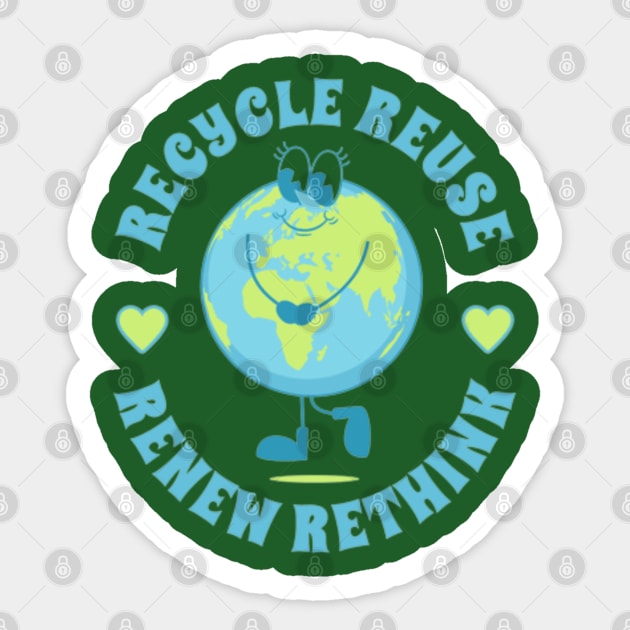 Recycle Reuse Renew Rethink Crisis Environmental Activism Sticker by YuriArt
